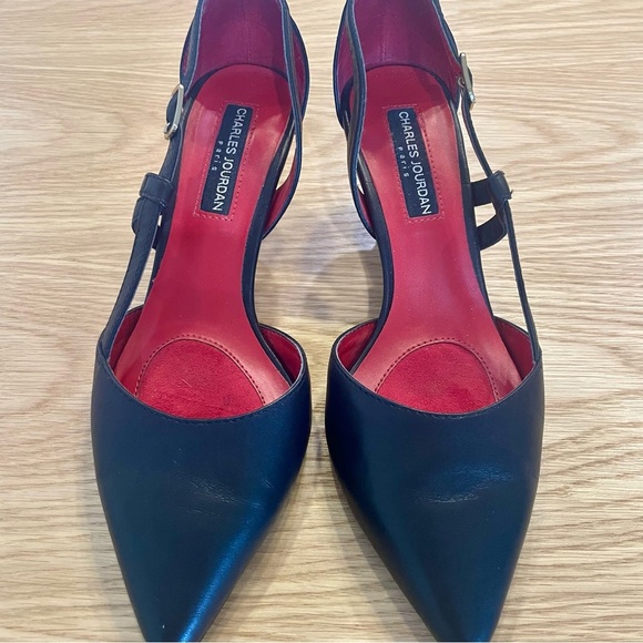 Charles Jourdan Black Heels with Red Interior - Picture 3 of 6